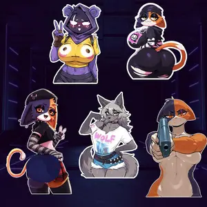 Cute Furry OC Sticker Pack, Original Anthro Animal Characters, Kawaii Emo Cartoon Stickers for Laptop Phone Water Bottle