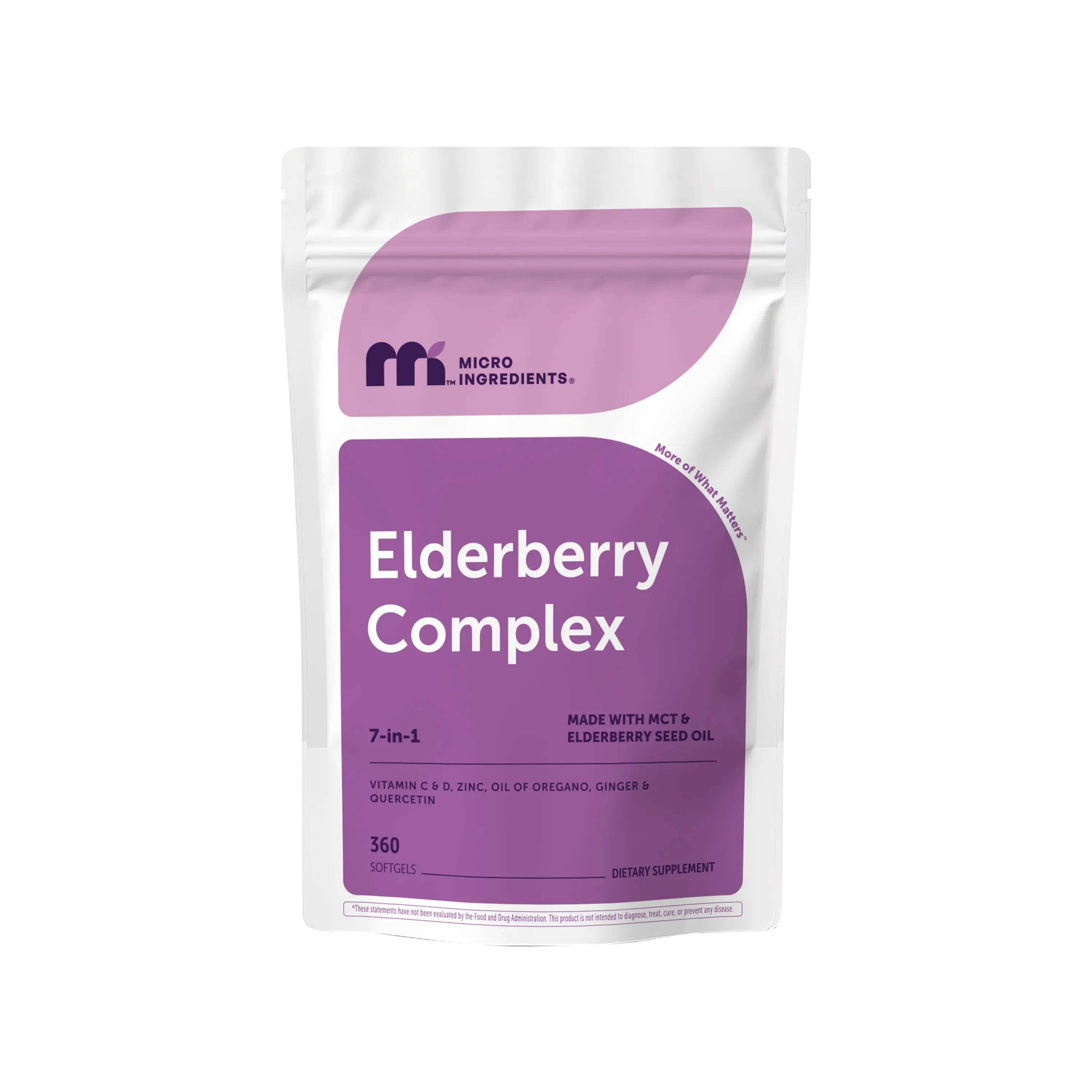 Micro Ingredients Elderberry Complex with MCT & Elderberry Seed Oil, 360 Softgels