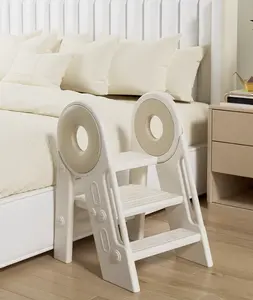 Foldable Step Stool for Toddlers,Plastic steps for Bathroom Sink,Adjustable 3 Step Stop for Kids with Handles,Toilet Stool Potty Training