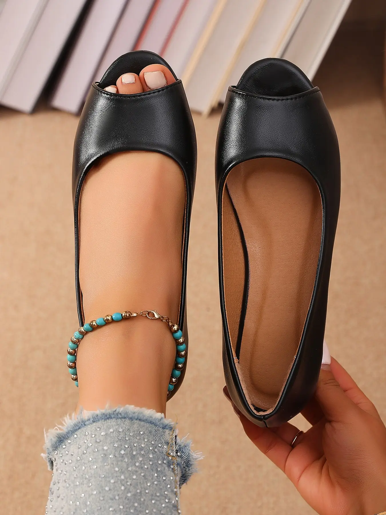 Simple Fish Mouth Low-Top Flat Shoes, Office Shoes, Office Commuting Shoes, Business Style Flats, Comfortable and Practical, Perfect for Pants Dresses and Commuter Wear, Essential Versatile Shoe, Footwear