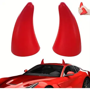 Car Demon Horns Decorative Accessories, 3D Car Shape Devil Horn Stickers, Halloween Motorcycle Roof Decoration, Devil Horn Crash Protector
