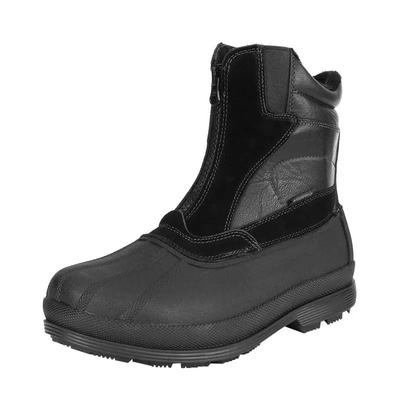 NORTIV 8 Men's Wide Fit Winter Snow Boots, Waterproof Insulated Synthetic Footwear with 200g 3M Thinsulate and Fleece Lining, Rubber Sole, Outdoor, Anti-Collision, Zip Closure, Daily Life, 1 Pair, Fleece Warm Liner, Soft Fleece Cushions Feet