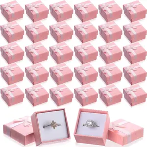 160 count Ring  Box Bulk with Ribbon Bow Cardboard   Box for Proposal Wedding Birthday Earring Display()