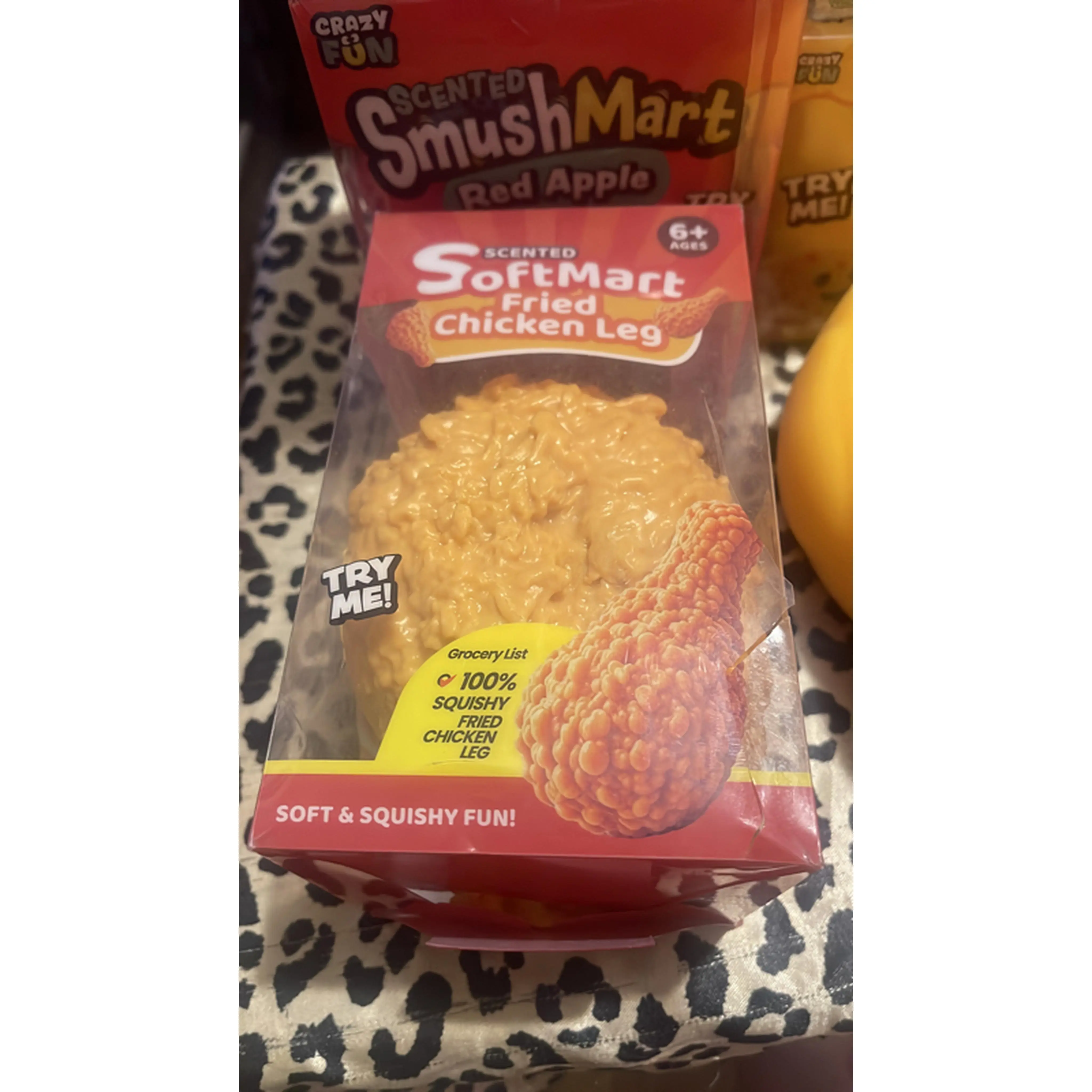 SmushMart Scented SoftMart Fried Chicken Leg - 100% Squishy Fun for Kids Ages 6+ - Red Apple Flavor - Demo Box