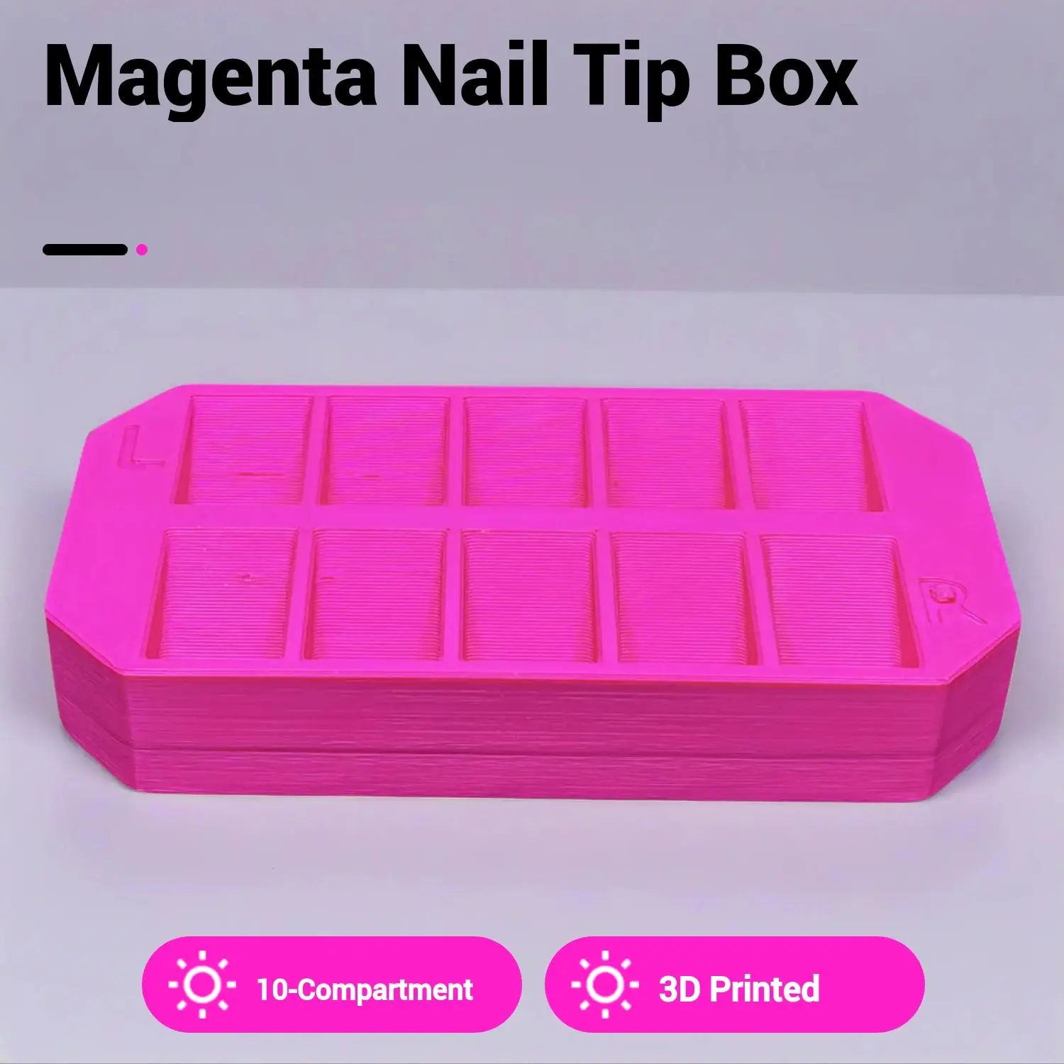 V & L prints Magenta Nail Tip Organizer, Acrylic Organizer for Gel-On Nail Tools Salon Home
