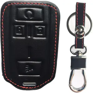 Leather Smart Remote Key Fob Case Holder Cover Compatible with Chevrolet Colorado Silverado 1500 2500 3500 HD GMC Canyon Sierra 1500 2500 3500 HD