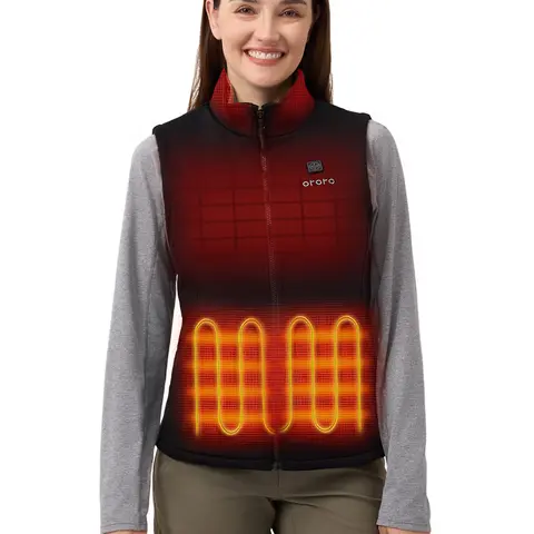 ORORO Women's 4-Zone Battery-Powered Heated Sports Vest - Lightweight Ultra-Soft Fleece, 4 Heating Zones (Upgraded), Fast Heating, 50+ Wash Cycles, Adjustable Slim-Fit, Pockets, Machine Washable, Casual Wear for Cool Weather Sports & Commuting