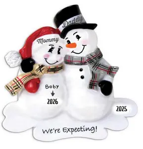 Expecting First Child Christmas Ornament Personalized Snowman Mommy Daddy Pregnancy Announcement Holiday Decoration Gift New Baby We're Expecting