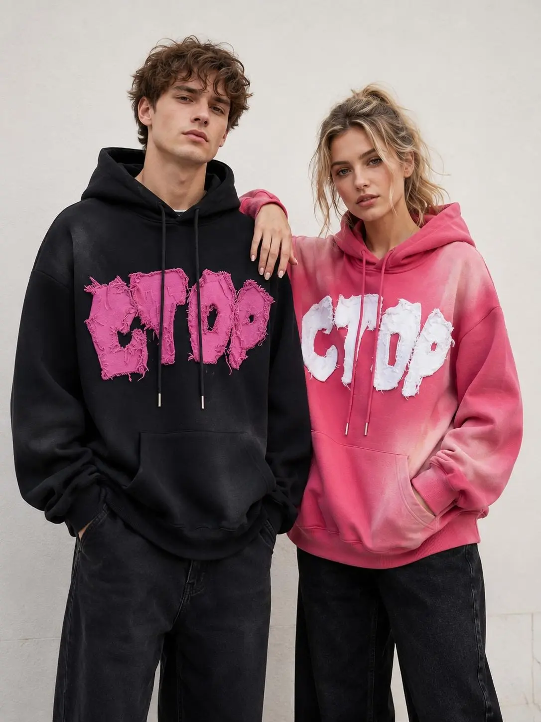 Men's Y2K Distressed Letter Patchwork Pullover Hoodie - Gradient Washed, Drawstring Hood, Kangaroo Pocket, Relaxed Fit, Heavyweight, Vintage Aesthetic, 3-Color Casual Streetwear for Fall Winter Youth Daily Wear