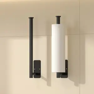No-Drill Paper Towel Holder, Kitchen Food Wrap Roll Organizer, Multi-Functional Bathroom Wall Mount, Space-Saving Storage Rack
