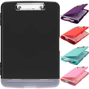 Clipboard with Storage,A4 Binder Clipboards with Pen Holder,Heavy Duty Plastic Storage Clipboard with Low Profile Clip, Clipboards Folder Side-Opening,Smooth Writing Clip Board for Office-Black