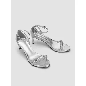 Cider SNAKE-EFFECT DECOR ADJUSTABLE STRAP HEELED SANDALS