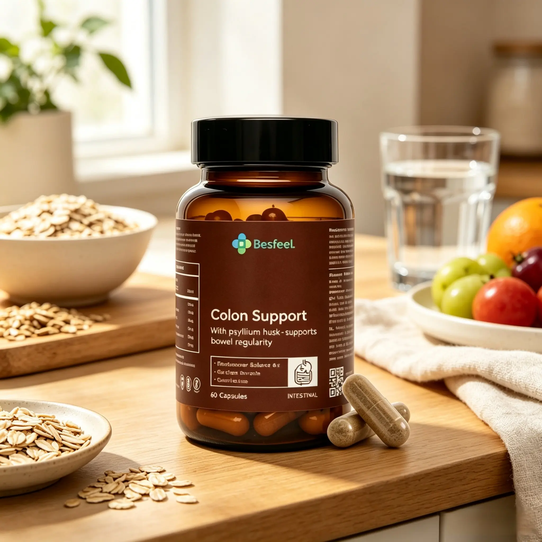 Intestinal Care Complex Capsules Probiotics + Prebiotics + Digestive Enzymes triple formula, balance gut flora, relieve bloating, constipation and indigestion from high-fat fast food.