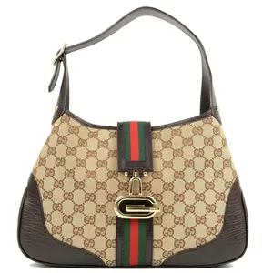 Pre-owned GUCCI Cloth Shoulder Bags Authentic GG Jackie Sherry Web Canvas Handbag Shoulder Bag Charm Ophidia