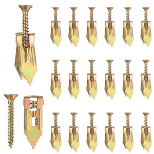 80 PCS Self Drilling Drywall Anchors with Screws Kit, Zinc Plated Steel Hollow Wall Anchors and Screws Heavy Duty, No Drill or Holes in Wall (40 PCS Steel Anchors 0.47X1.57inch and 40 PCS zinc Screw)