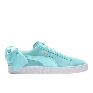PUMA Womens Suede Bow Lace Up Sneakers Shoes Casual - Blue