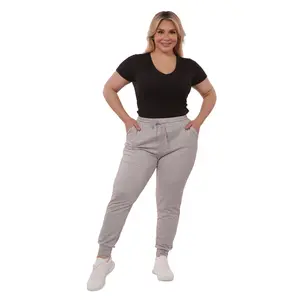 Plus Size Soft Brushed Fleece Lined Sweatpants - Gray Space Dye