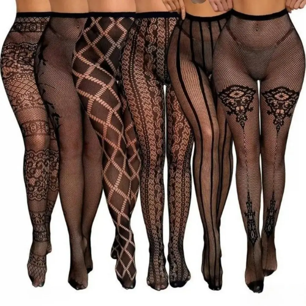 Women's High-Waist Stretchy Suspender Fishnet Stockings - 1/3/6pcs Black Lingerie Hosiery, Chic Casual Wear for Everyday & Party Use, Cosplay, Streetwear