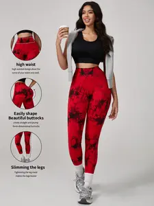 Seamless Tie-Dye High-Waisted Sports Trousers for Women Yoga & Fitness Tight-Fitting Pants with Tummy Control Compression Fit for Lifting Buttocks & Slimming Body Sportswear Athletic Bottoms All Seasons