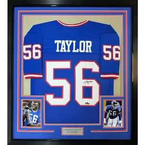 No Framed Facsimile Autographed Lawrence Taylor  New York Blue Reprint Laser Auto Football Jersey