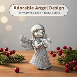 Luxury Crystal Angel Sculpture, Sparkling Harp Angel Figurine, Ideal Religious Home Bookshelf Decoration