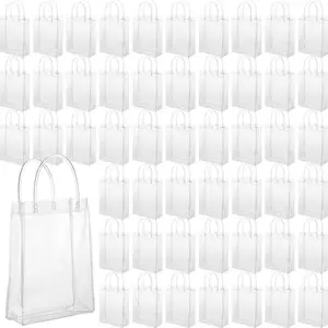 50Pcs/Set Clear PVC Gift Tote Bags with Handles,Waterproof Transparent Favor Bags with Snap Button,Reusable Goodie Bags Set for Wedding,Party & Small Business,Father's Day,Summervibes,Tools & Hardware
