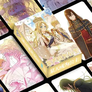 55 Pcs/Set  Korean Manhwa Be A Princess Someday Laser Card Sia and Claude Characters 3 Inches Photocard LOMO Card Cosplay Gift