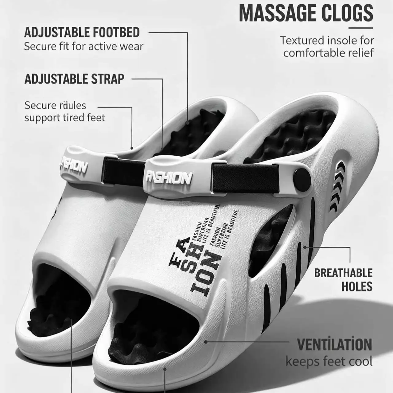 2026 New Boys' 2-Way Wear Slide Slipper - Anti-Slip Thick Bottom Casual Soft Slippers with Ultra-Soft Comfort, Massage Sole, Shock Absorption, Quick-Dry Waterproof Features for Indoor/Outdoor Beach Use, Anti Slip Slippers