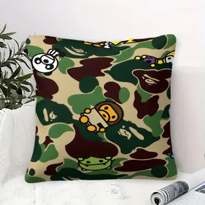 BAPE ABC Camo Baby Milo & Friends Throw Pillow,Cute Cartoon Camo Print Cushion Pillow,Trendy Streetwear Accent Pillow Cushion,Perfect for Gaming Chair, Vanity Bench, College Dorm & Apartment Decor