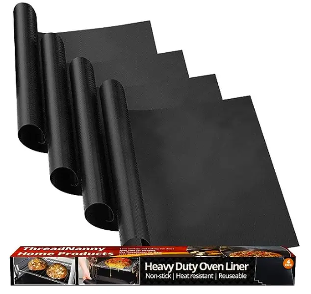 ThreadNanny Heavy Duty Oven Liners for Bottom of Oven - Non-Stick, Reusable, BPA & PFOA Free, Aluminium Foil Bakeware