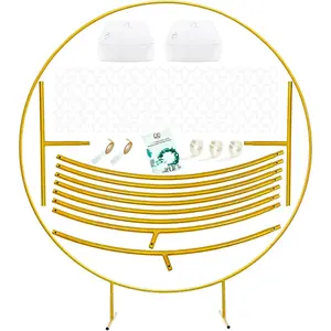 7.2ft Gold Metal Round Balloon Arch kit, Backdrop Circle Stand Arch Frame for Wedding Birthday Party Decoration, Graduation Decorations and Baby Shower Photo Background