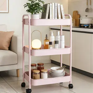 Heavy Duty 3-Tier Rolling Storage Cart with Easy-Grip Handle