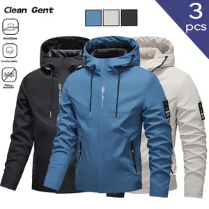 Clean Gent men's casual hooded jacket features a drawstring zipper pocket design that is stylish without compromising on practicality. Lightweight spring and autumn outerwear suitable for everyday wear in a casual style for men.