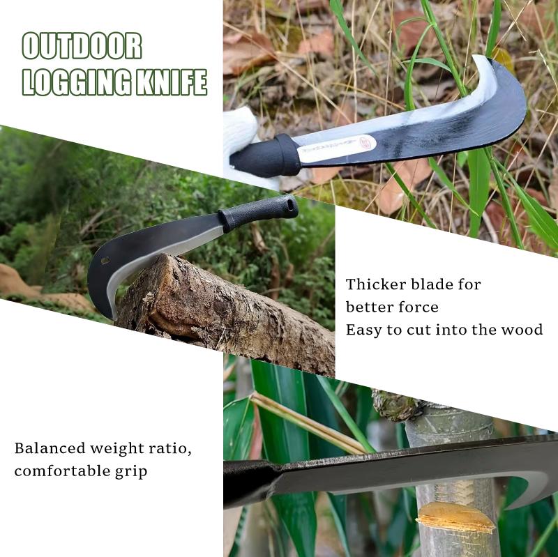Weeding Sickle Machete Knife Brush ClearingHand Sickle Garden Tool with Carbon Steel ThickBlade Gardening Machete for Yard Work