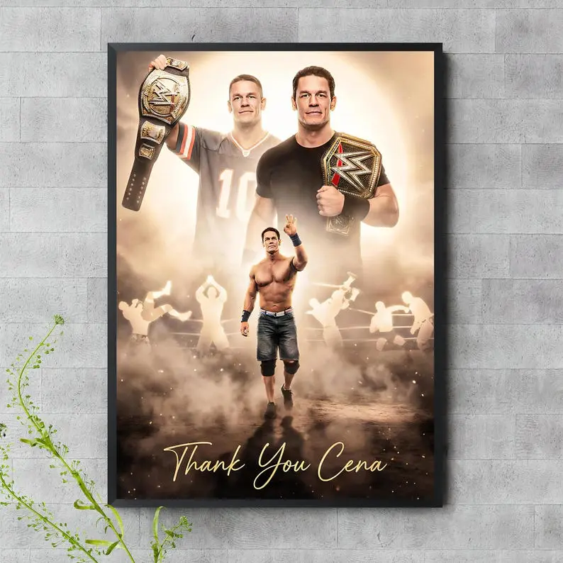 John Cena Thank You Retirement Poster, Wrestling Legend Tribute Art, Quality Paper 8x12 to 27x40