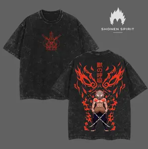 Inosuke Hashibira - Demon Slayer Anime Double Printed  Washed Tee Unisex Oversize Anime Manga Acid Washed Lightweight Cotton T-Shirt, Gift For Anime Fan