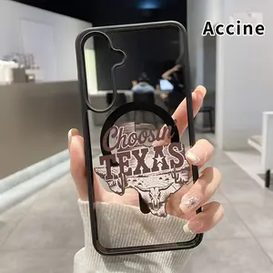 Texas Choice Icon Pattern Magnetic Phone Case Compatible With Samsung Galaxy S26 S23 Ultra S24 Plus S25 Edge S22+ FE Non-Yellowing Clear Crystal Drop-proof Slim Silicone Shockproof Transparent Acrylic Cover Supports Wireless Charging