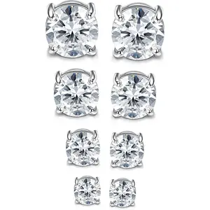 Fansilver Stainless Steel Mens Womens Magnetic Stud Earrings Non-piercing CZ 4-7MM