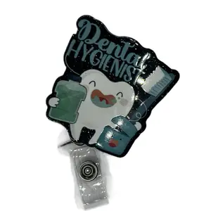 Creative  ID Badge Holder for Dental Hygienist with Fun Tooth Design and Clip Attachment