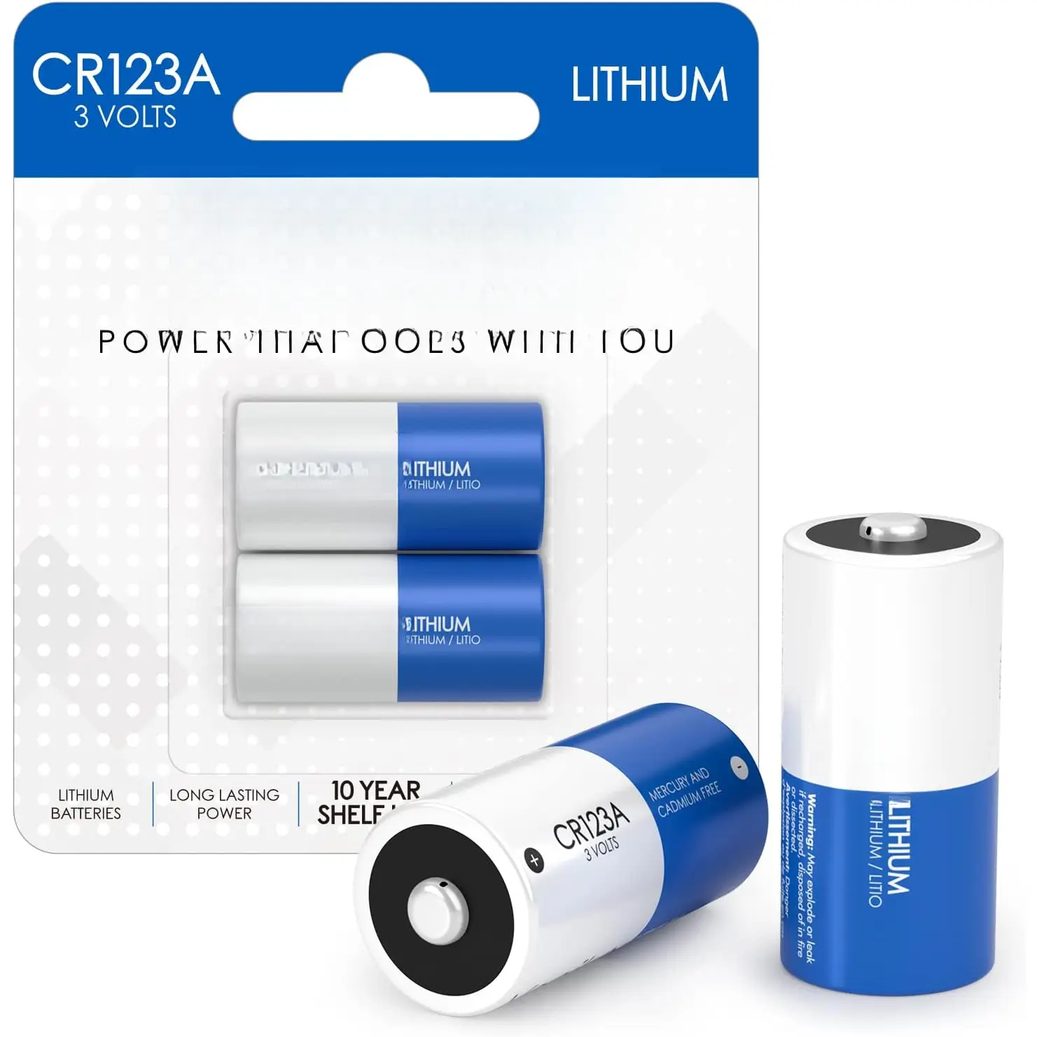 CR123A Lithium  (2-Pack) - Photo Non-Rechargeable  -3 Volt 123  Lithium 10  Shelf Life