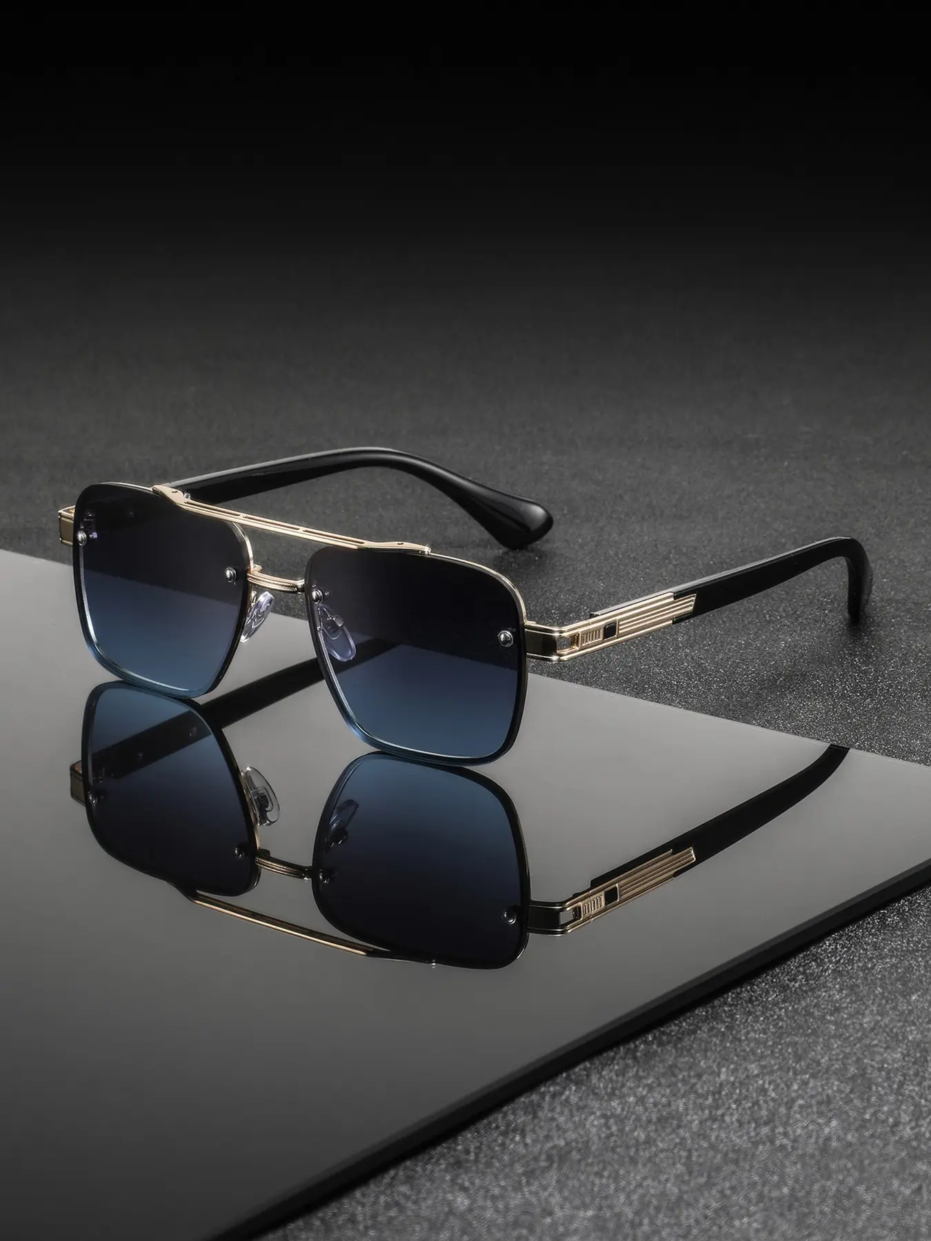 Men's Metal Square Frame Glasses, Classic Elegant Luxury Style, Fashion Eyewear for Daily Commute, Stainless Steel Decorative Lens, High Quality Eyewear