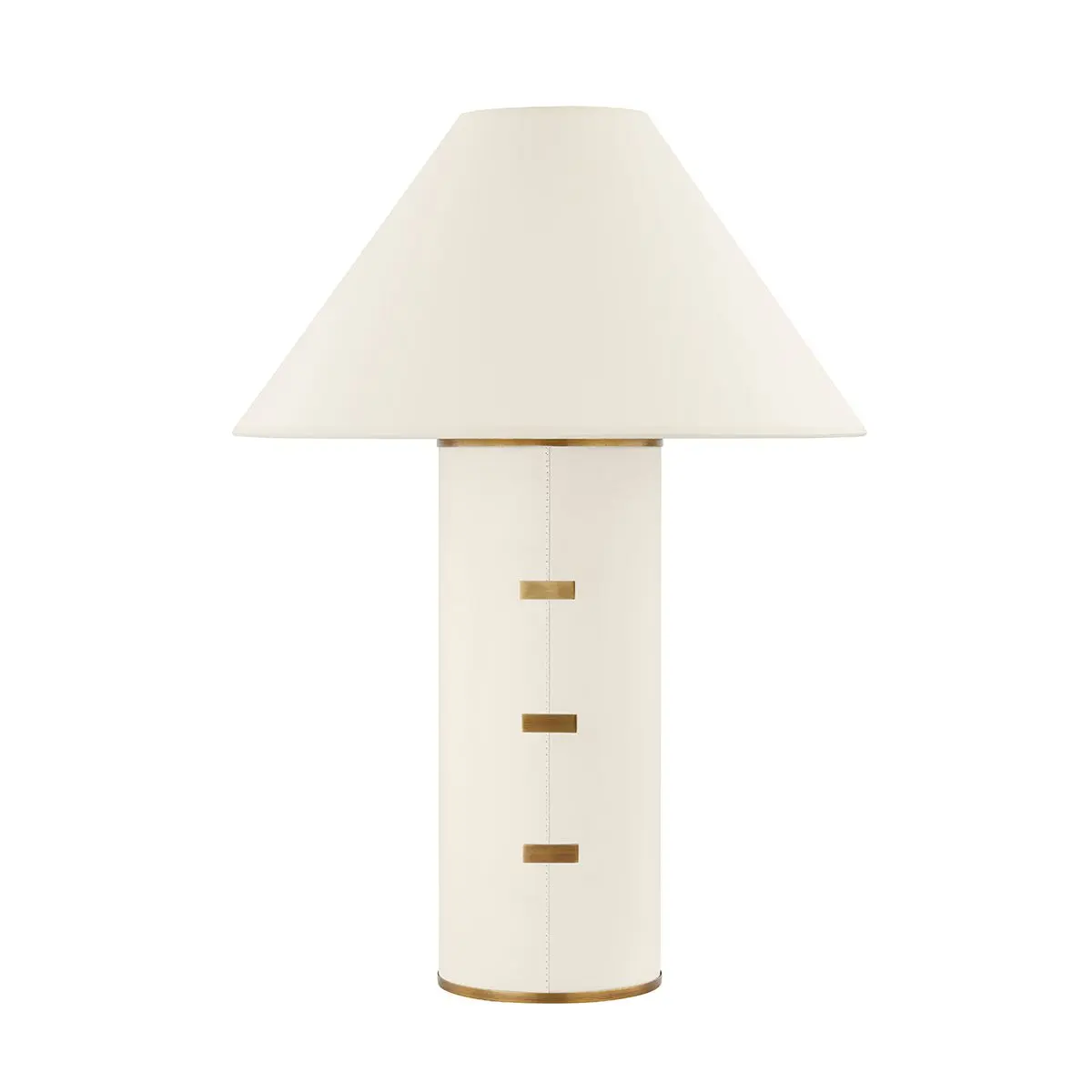 Large Bond Table Lamp with Parchment-Wrapped Body and Patina Brass Accents