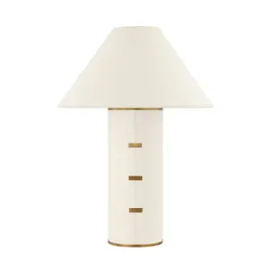 Large Bond Table Lamp with Parchment-Wrapped Body and Patina Brass Accents