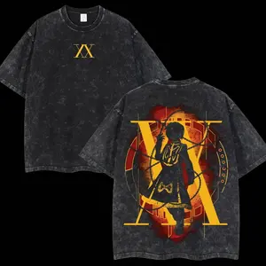 Retro Heavy "Hunter X Hunter" Anime Double Printed Vintage Oversized Washed Hoodie Unisex Anime Manga Washed Heavy Cotton Hoodie, Anime Lover, Hunter X Hunter Lover. 5O7