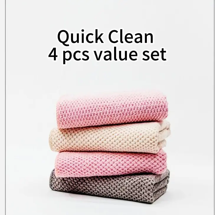 PE-Enhanced Microfiber Cleaning Cloths 4-Piece Set - Corn Kernel & Coffee Bean Designs, Multi-Purpose Dish Cloths for Washing Dishes, Kitchen Cleaning Towels, Cross-Border Value Pack