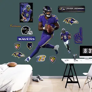 Lamar Jackson - RealBig Color Rush Collection - Official NFL - Baltimore Ravens - Reusable Vinyl Wall Decals
