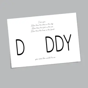 Father's Day DIY Handprint Art Set, Creative 'daddy' Letter Card, Handprint Replaces Letter A, Heartfelt Poem Included, Family Craft Gift