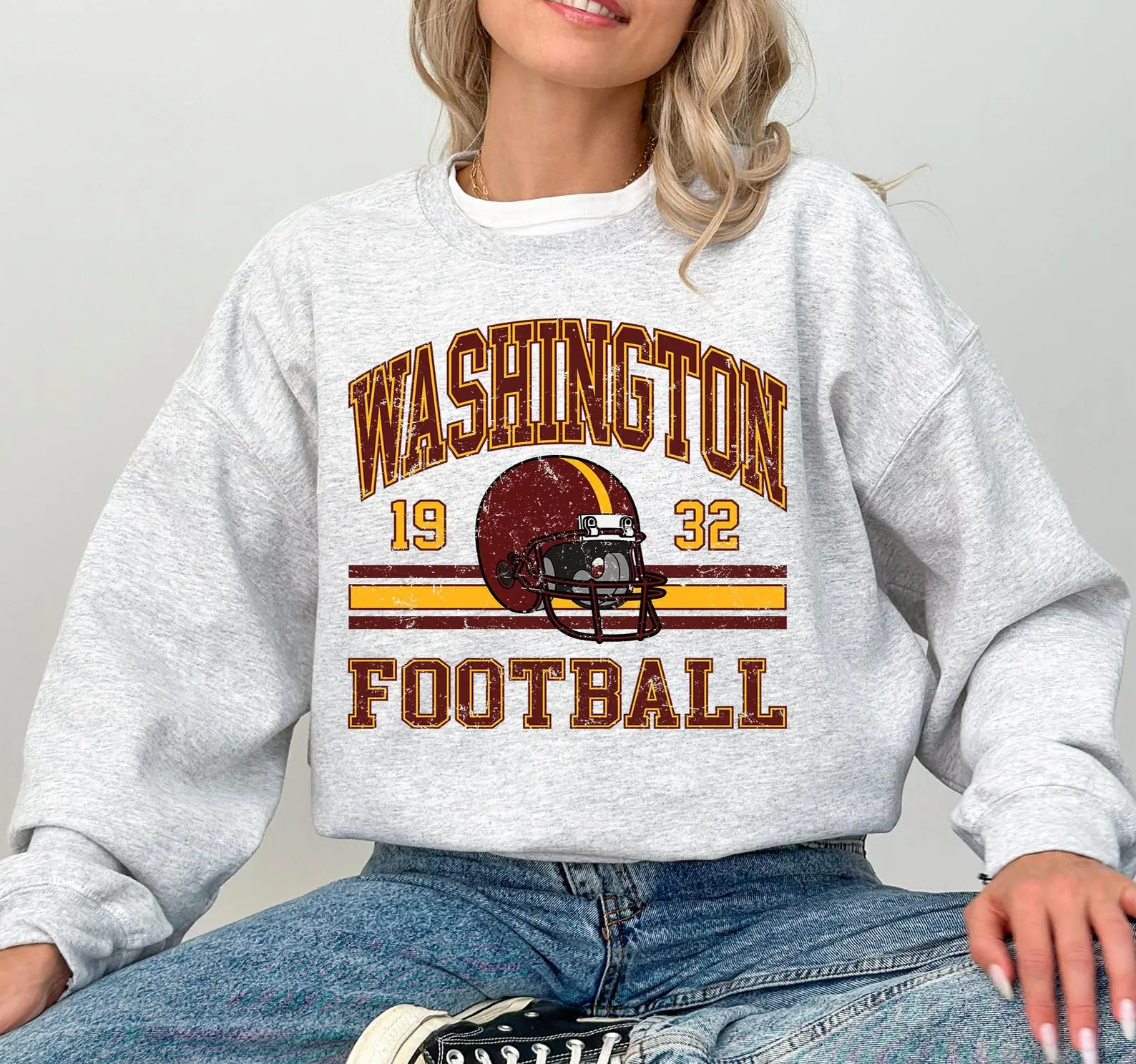 Washington Football Vintage Sweatshirt, Washington Football Retro Crewneck for Women, Football Fan Gift, Sports Fan Gifts for Her