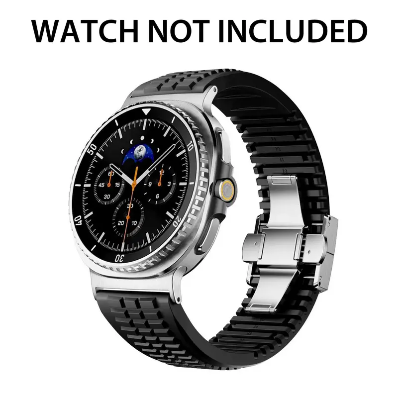 CRAZYGRASS Silicone Watch Band for Men women | Breathable Grenade Watch Strap Fits 40mm 44mm 46mm Square Smartwatch Rugged Heavy Duty Modern Design Bands Suitable For Galaxy Watch 8 Classic Sport Strap with Hidden buckle [WATCH NOT INCLUDED] Wearable Ste