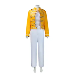 Classic Rock Legend Inspired Stage Cosplay Outfit for Men, Premium Vintage Music Star Performance Jumpsuit with Bold Design, Comfortable Stretchy Fabric for Halloween, Carnival, Music Theme Parties and Cosplay Events